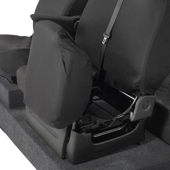 Picture of UK Custom Covers Vauxhall Vivaro Seat Covers Cotton-Backed PU (2014-2019) - Front & Rear - Split Front Passenger Base NO Folding Middle Seat | SC188B-189B