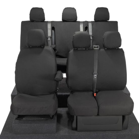UK Custom Covers Fiat Talento Front & Rear Seat Covers Cotton-Backed (2016 Onwards) - Front Single/Double Split Passenger Base NO Folding Middle Seat