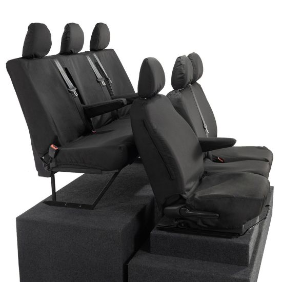 Picture of UK Custom Covers Fiat Talento Front & Rear Seat Covers Cotton-Backed (2016 Onwards) - Front Single/Double Split Passenger Base NO Folding Middle Seat | SC188B-189B