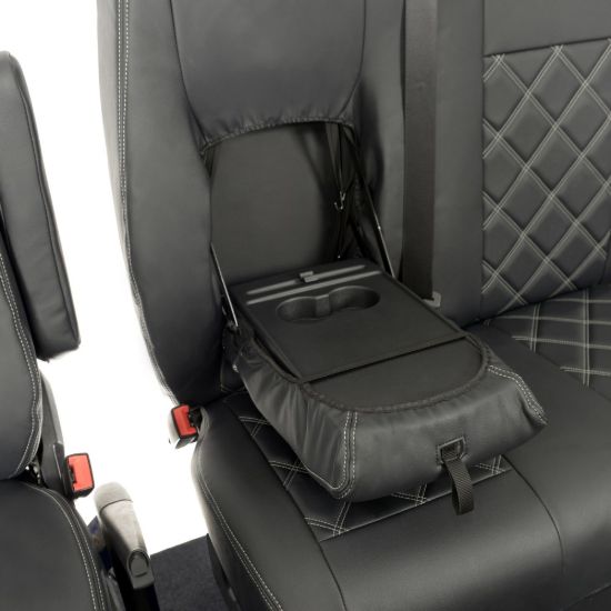 Picture of UK Custom Covers Mercedes Sprinter Double Diamond Bentley Stitch Leatherette Front Seat Covers (2006-2018) - Single/Double With Pull Down Tray | SC234B