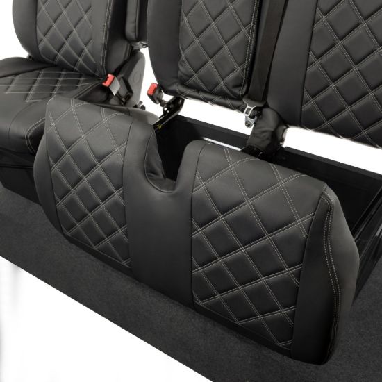 Picture of UK Custom Covers Mercedes Sprinter Double Diamond Bentley Stitch Leatherette Front Seat Covers (2006-2018) - Single/Double With Pull Down Tray | SC234B