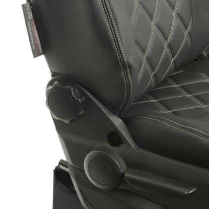 Picture of UK Custom Covers Mercedes Sprinter Double Diamond Bentley Stitch Leatherette Front Seat Covers (2006-2018) - Single/Double With Pull Down Tray | SC234B