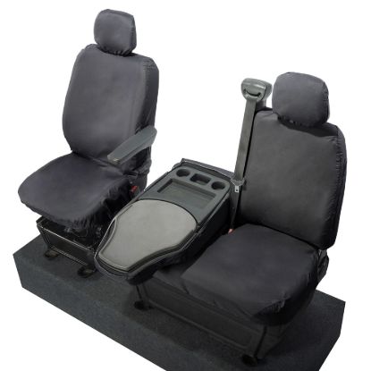 Picture of UK Custom Covers Vauxhall Movano Seat Covers Cotton-Backed PU (2010-2022) - Front With Folding Middle Seat & No Split Passenger Base | SC236B
