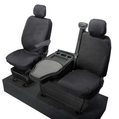 Picture of UK Custom Covers Vauxhall Movano Seat Covers Cotton-Backed PU (2010-2022) - Front With Folding Middle Seat & No Split Passenger Base | SC236B