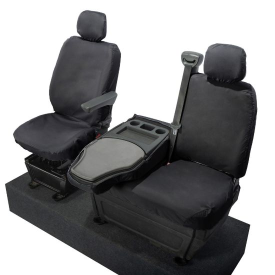 Picture of UK Custom Covers Vauxhall Movano Seat Covers Cotton-Backed PU (2010-2022) - Front With Folding Middle Seat & No Split Passenger Base | SC236B