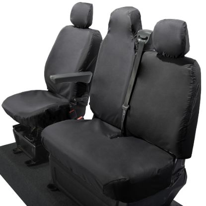 Picture of UK Custom Covers Vauxhall Movano Seat Covers Cotton-Backed PU (2010-2022) - Front With Folding Middle Seat & No Split Passenger Base | SC236B
