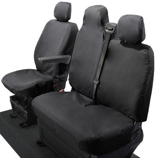 Picture of UK Custom Covers Vauxhall Movano Seat Covers Cotton-Backed PU (2010-2022) - Front With Folding Middle Seat & No Split Passenger Base | SC236B