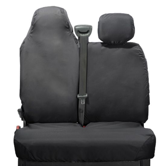 Picture of UK Custom Covers Vauxhall Movano Seat Covers Cotton-Backed PU (2010-2022) - Front With Folding Middle Seat & No Split Passenger Base | SC236B