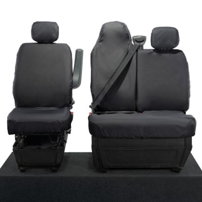 Picture of UK Custom Covers Vauxhall Movano Seat Covers Cotton-Backed PU (2010-2022) - Front With Folding Middle Seat & No Split Passenger Base | SC236B