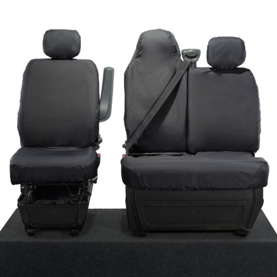Picture of UK Custom Covers Vauxhall Movano Seat Covers Cotton-Backed PU (2010-2022) - Front With Folding Middle Seat & No Split Passenger Base | SC236B