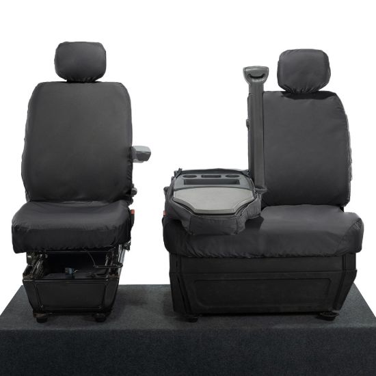 Picture of UK Custom Covers Vauxhall Movano Seat Covers Cotton-Backed PU (2010-2022) - Front With Folding Middle Seat & No Split Passenger Base | SC236B