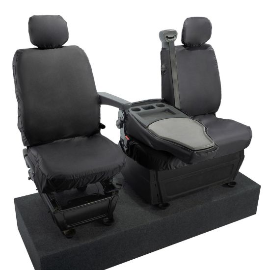 Picture of UK Custom Covers Vauxhall Movano Seat Covers Cotton-Backed PU (2010-2022) - Front With Folding Middle Seat & No Split Passenger Base | SC236B