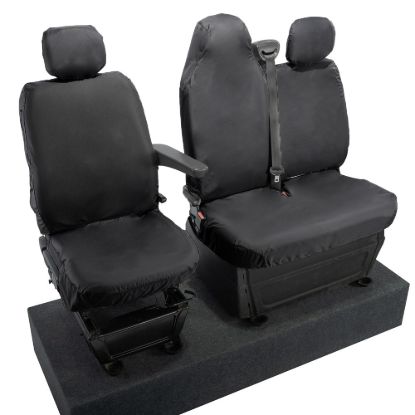 Picture of UK Custom Covers Vauxhall Movano Seat Covers Cotton-Backed PU (2010-2022) - Front With Folding Middle Seat & No Split Passenger Base | SC236B