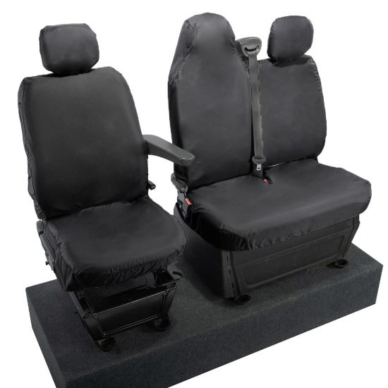 Picture of UK Custom Covers Vauxhall Movano Seat Covers Cotton-Backed PU (2010-2022) - Front With Folding Middle Seat & No Split Passenger Base | SC236B