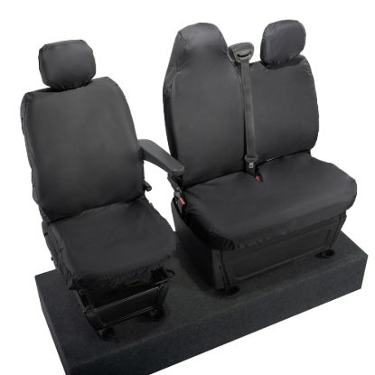 Picture of UK Custom Covers Vauxhall Movano Seat Covers Cotton-Backed PU (2010-2022) - Front With Folding Middle Seat & No Split Passenger Base | SC236B