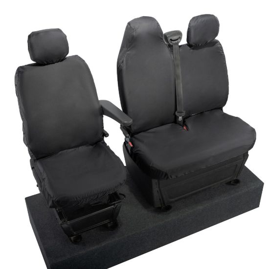 Picture of UK Custom Covers Vauxhall Movano Seat Covers Cotton-Backed PU (2010-2022) - Front With Folding Middle Seat & No Split Passenger Base | SC236B