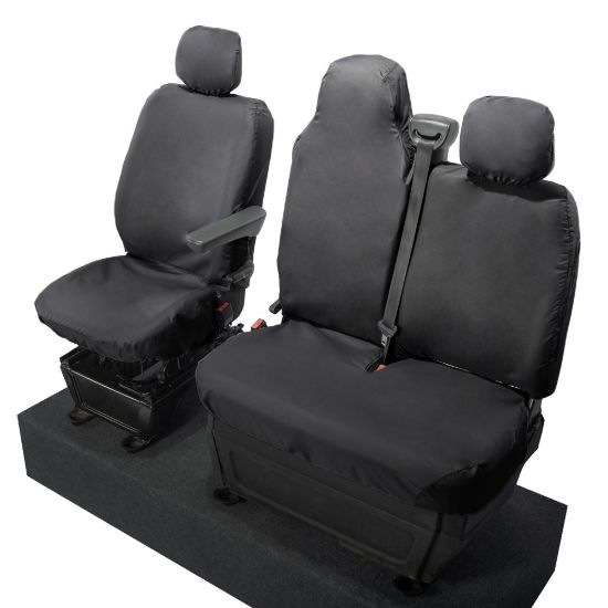 Picture of UK Custom Covers Vauxhall Movano Seat Covers Cotton-Backed PU (2010-2022) - Front With Folding Middle Seat & No Split Passenger Base | SC236B