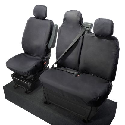 Picture of UK Custom Covers Vauxhall Movano Seat Covers Cotton-Backed PU (2010-2022) - Front With Folding Middle Seat & No Split Passenger Base | SC236B