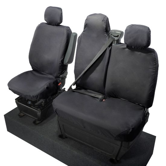 Picture of UK Custom Covers Vauxhall Movano Seat Covers Cotton-Backed PU (2010-2022) - Front With Folding Middle Seat & No Split Passenger Base | SC236B