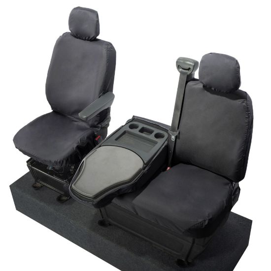 Picture of UK Custom Covers Vauxhall Movano Seat Covers Cotton-Backed PU (2010-2022) - Front With Folding Middle Seat & No Split Passenger Base | SC236B
