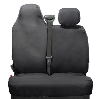 Picture of UK Custom Covers Vauxhall Movano Seat Covers Cotton-Backed PU (2010-2022) - Front With Folding Middle Seat & No Split Passenger Base | SC236B