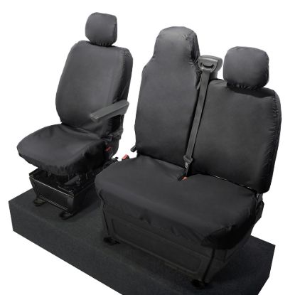 Picture of UK Custom Covers Vauxhall Movano Seat Covers Cotton-Backed PU (2010-2022) - Front With Folding Middle Seat & No Split Passenger Base | SC236B