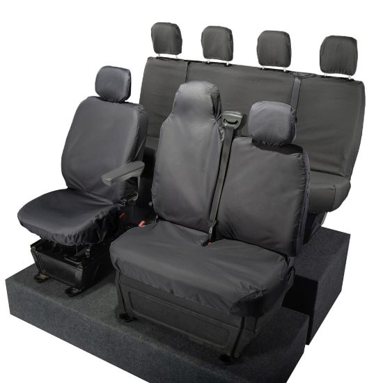 Picture of UK Custom Covers Vauxhall Movano Seat Covers Cotton-Backed PU (2010-2022) - Front & Rear With Folding Middle Seat & No Split Passenger Base | SC236B-416B
