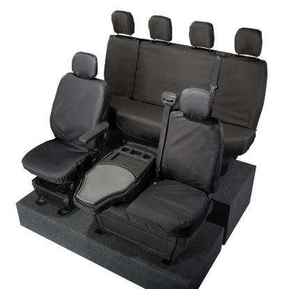 Picture of UK Custom Covers Vauxhall Movano Seat Covers Cotton-Backed PU (2010-2022) - Front & Rear With Folding Middle Seat & No Split Passenger Base | SC236B-416B