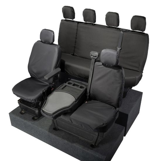 Picture of UK Custom Covers Vauxhall Movano Seat Covers Cotton-Backed PU (2010-2022) - Front & Rear With Folding Middle Seat & No Split Passenger Base | SC236B-416B