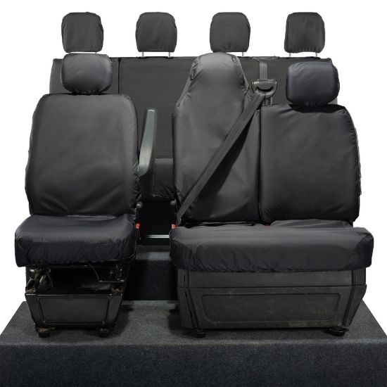 Picture of UK Custom Covers Vauxhall Movano Seat Covers Cotton-Backed PU (2010-2022) - Front & Rear With Folding Middle Seat & No Split Passenger Base | SC236B-416B
