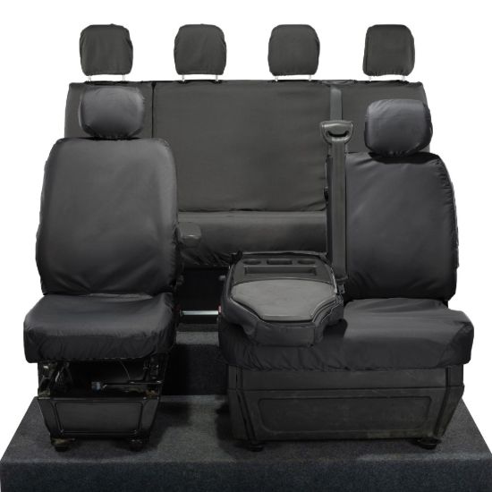 Picture of UK Custom Covers Vauxhall Movano Seat Covers Cotton-Backed PU (2010-2022) - Front & Rear With Folding Middle Seat & No Split Passenger Base | SC236B-416B