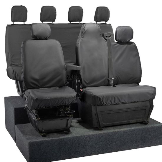 Picture of UK Custom Covers Vauxhall Movano Seat Covers Cotton-Backed PU (2010-2022) - Front & Rear With Folding Middle Seat & No Split Passenger Base | SC236B-416B