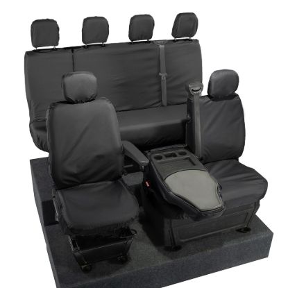 Picture of UK Custom Covers Vauxhall Movano Seat Covers Cotton-Backed PU (2010-2022) - Front & Rear With Folding Middle Seat & No Split Passenger Base | SC236B-416B
