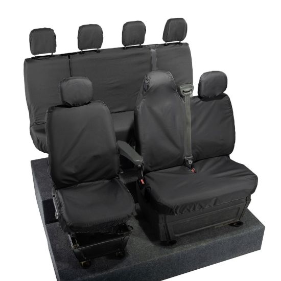 Picture of UK Custom Covers Vauxhall Movano Seat Covers Cotton-Backed PU (2010-2022) - Front & Rear With Folding Middle Seat & No Split Passenger Base | SC236B-416B