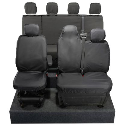 Picture of UK Custom Covers Vauxhall Movano Seat Covers Cotton-Backed PU (2010-2022) - Front & Rear With Folding Middle Seat & No Split Passenger Base | SC236B-416B