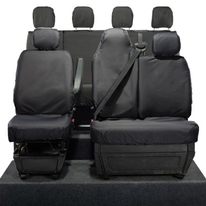 Picture of UK Custom Covers Vauxhall Movano Seat Covers Cotton-Backed PU (2010-2022) - Front & Rear With Folding Middle Seat & No Split Passenger Base | SC236B-416B