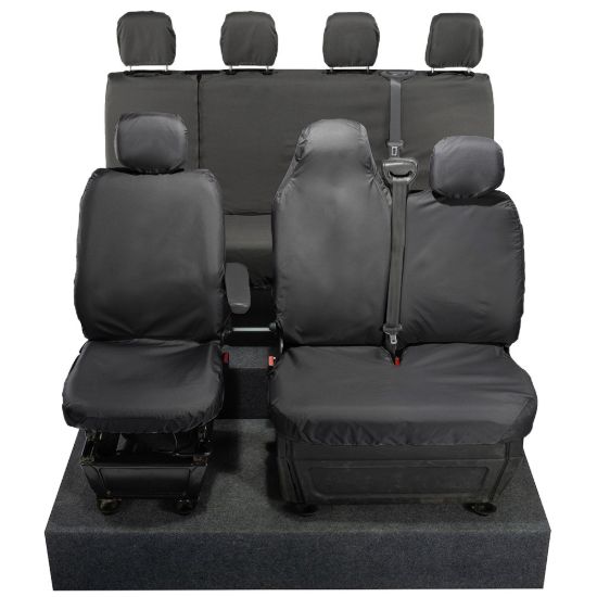 Picture of UK Custom Covers Vauxhall Movano Seat Covers Cotton-Backed PU (2010-2022) - Front & Rear With Folding Middle Seat & No Split Passenger Base | SC236B-416B