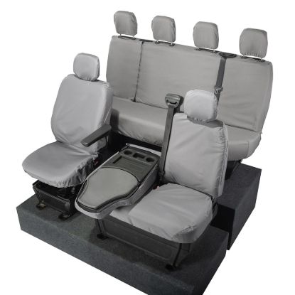 Picture of UK Custom Covers Vauxhall Movano Seat Covers Cotton-Backed PU (2010-2022) - Front & Rear With Folding Middle Seat & No Split Passenger Base - Grey | SC236G-416G