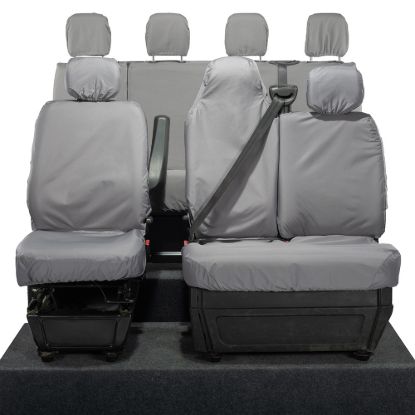 Picture of UK Custom Covers Vauxhall Movano Seat Covers Cotton-Backed PU (2010-2022) - Front & Rear With Folding Middle Seat & No Split Passenger Base - Grey | SC236G-416G