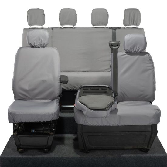 Picture of UK Custom Covers Vauxhall Movano Seat Covers Cotton-Backed PU (2010-2022) - Front & Rear With Folding Middle Seat & No Split Passenger Base - Grey | SC236G-416G