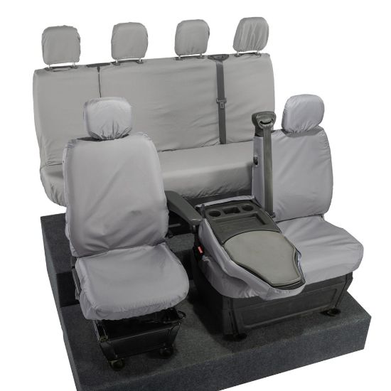 Picture of UK Custom Covers Vauxhall Movano Seat Covers Cotton-Backed PU (2010-2022) - Front & Rear With Folding Middle Seat & No Split Passenger Base - Grey | SC236G-416G