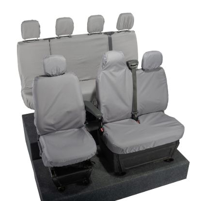 Picture of UK Custom Covers Vauxhall Movano Seat Covers Cotton-Backed PU (2010-2022) - Front & Rear With Folding Middle Seat & No Split Passenger Base - Grey | SC236G-416G