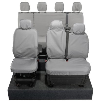 Picture of UK Custom Covers Vauxhall Movano Seat Covers Cotton-Backed PU (2010-2022) - Front & Rear With Folding Middle Seat & No Split Passenger Base - Grey | SC236G-416G