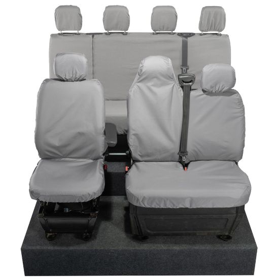 Picture of UK Custom Covers Vauxhall Movano Seat Covers Cotton-Backed PU (2010-2022) - Front & Rear With Folding Middle Seat & No Split Passenger Base - Grey | SC236G-416G