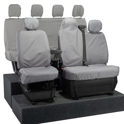 Picture of UK Custom Covers Vauxhall Movano Seat Covers Cotton-Backed PU (2010-2022) - Front & Rear With Folding Middle Seat & No Split Passenger Base - Grey | SC236G-416G
