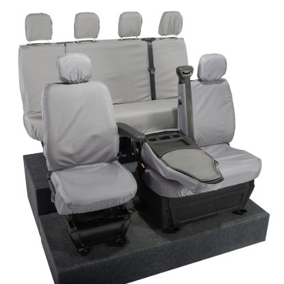 Picture of UK Custom Covers Vauxhall Movano Seat Covers Cotton-Backed PU (2010-2022) - Front & Rear With Folding Middle Seat & No Split Passenger Base - Grey | SC236G-416G