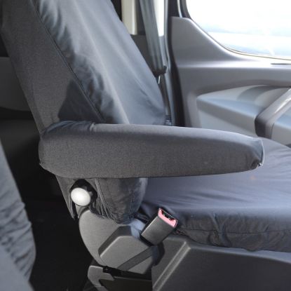 Picture of UK Custom Covers Ford Transit Custom Seat Covers Cotton-Backed PU (2013-2023) - Front (single/Single / Black | SC275B