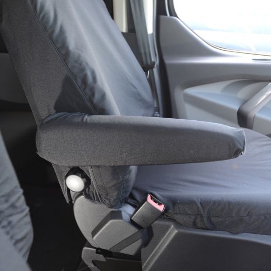 Picture of UK Custom Covers Ford Transit Custom Seat Covers Cotton-Backed PU (2013-2023) - Front & Rear (5 Seats) - Black | SC275B-131B