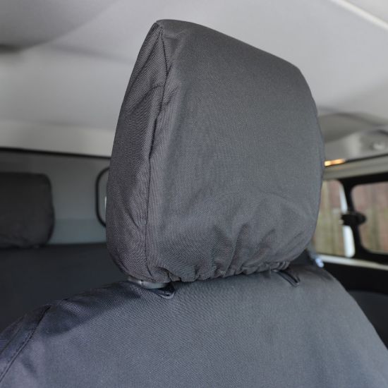 Picture of UK Custom Covers Ford Transit Custom Seat Covers Cotton-Backed PU (2013-2023) - Front & Rear (5 Seats) - Black | SC275B-131B