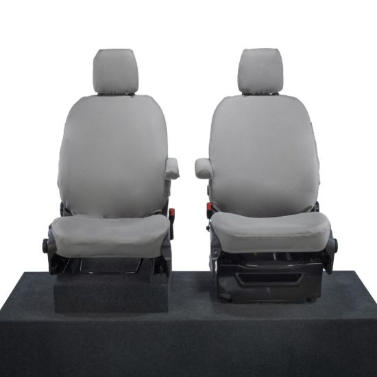 UK Custom Covers Ford Transit Custom Seat Covers Cotton-Backed PU (2013-2023) - Front (single/single) - Grey